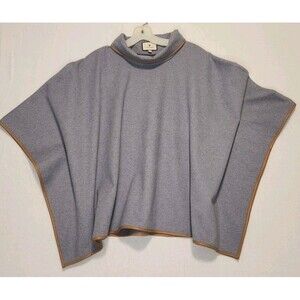 Tuckernuck Piper Poncho OS Slate Gray Leather Trim Funnel Neck
